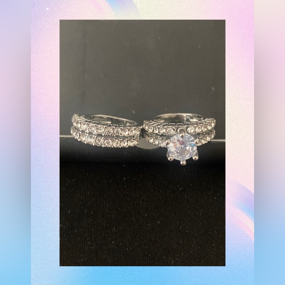 Fashion Ring Set  Silver Tone - Both Pieces